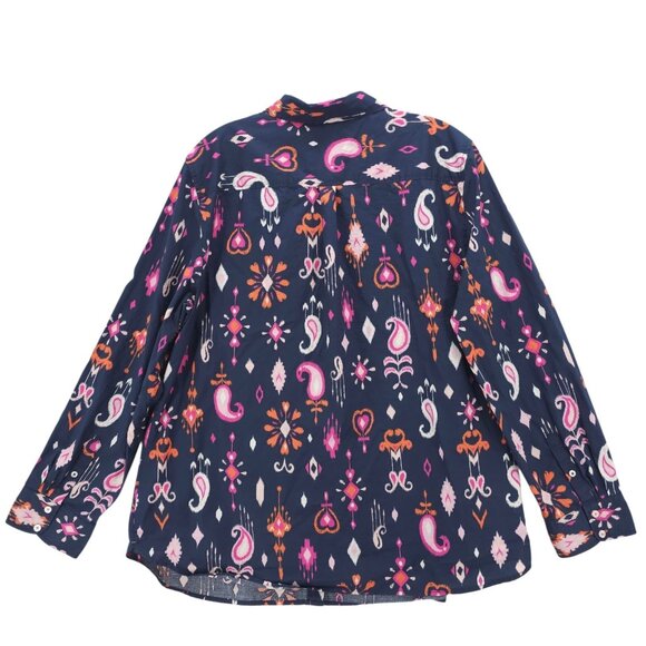 TALBOTS Button Up Shirt Blue All Over Print 100% Cotton Size XL - Picture 4 of 7